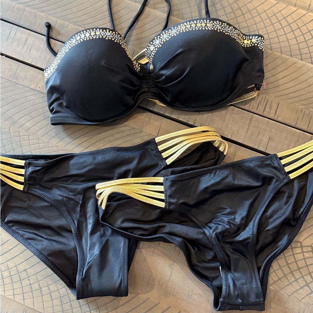 Elegant Black and Gold Women's Bikini Set